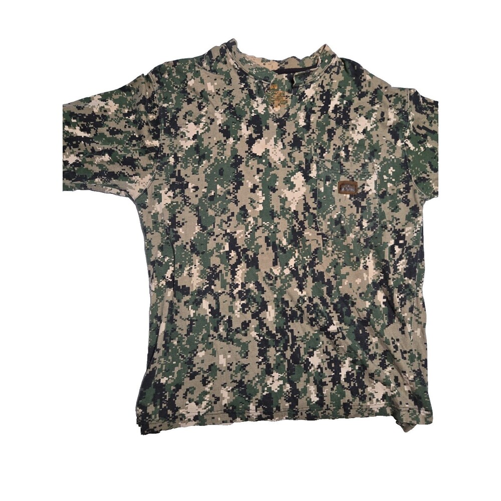 Big Smith Men's L Camouflage Cotton Knit Pocket Short Sleeve Crew Neck T-Shirt